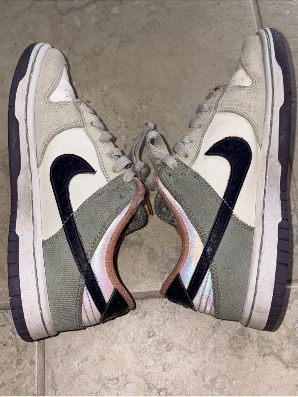 Nike Low-Top Sneakers in White, Gray, Pink & Black